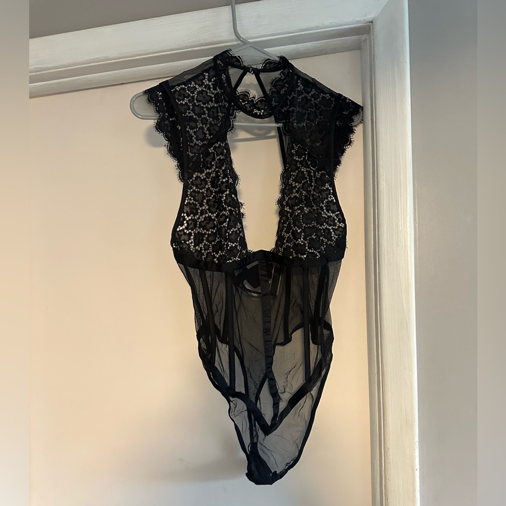Victoria's secret black lace bodysuit teddy XL